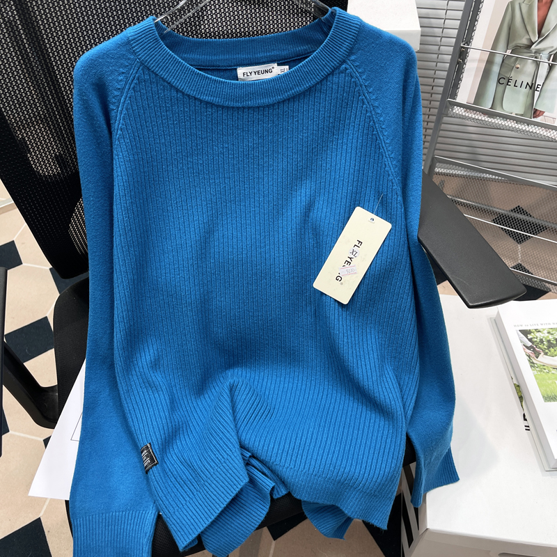 韩版宽松时尚百搭坑条简约针织衫