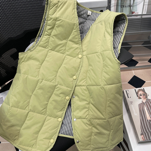 胡子叔大码 胖mm显瘦v领保暖外传内搭棉衣坎肩 棉背心马甲女冬新款