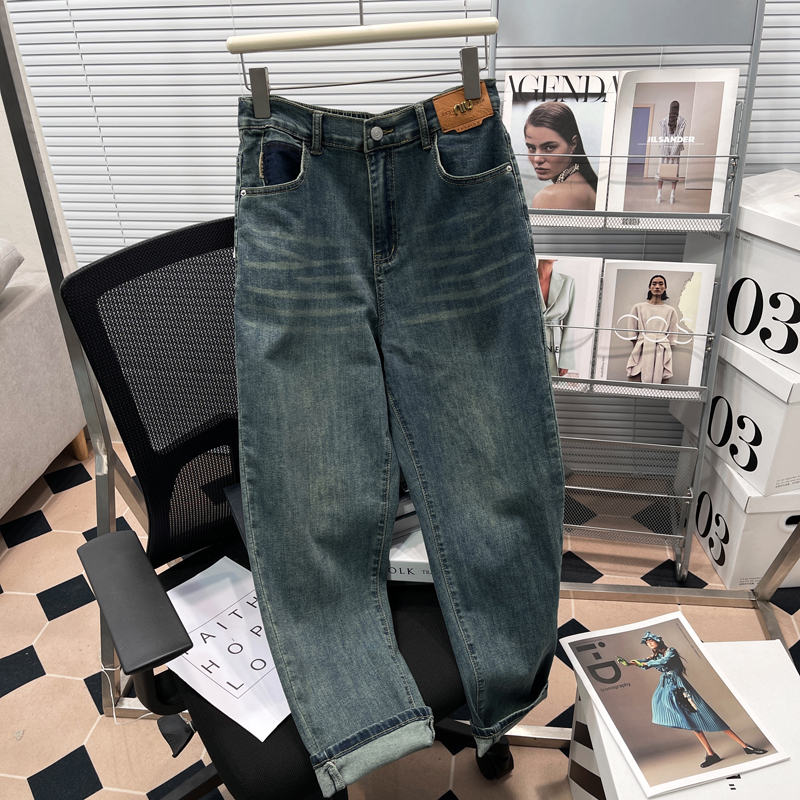 大码女装春秋新款高腰牛仔裤女