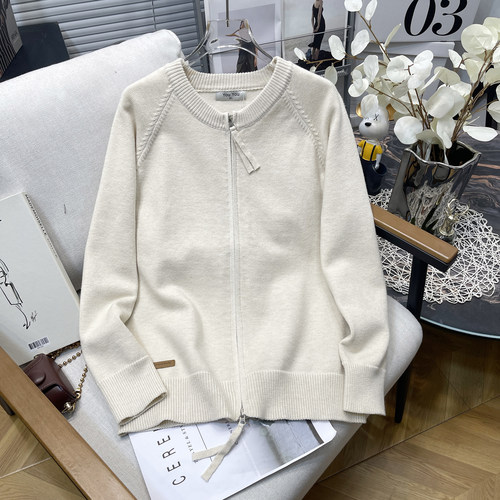 大码女装秋冬针织拉链毛衣外套女
