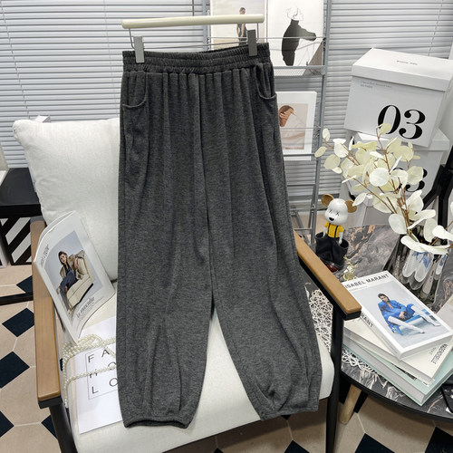 大码休闲裤女秋季高腰束脚裤