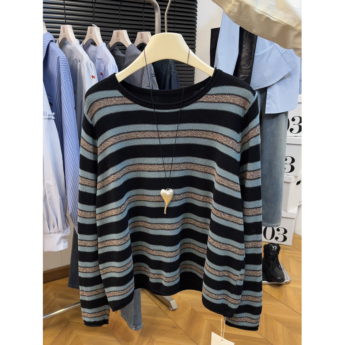 大码微胖女装2026春季新款条纹针织打底衫女内搭洋气显瘦薄毛衣潮,女装/女士精品,毛针织衫,淘宝优惠券,粉丝福利购,淘宝优惠卷