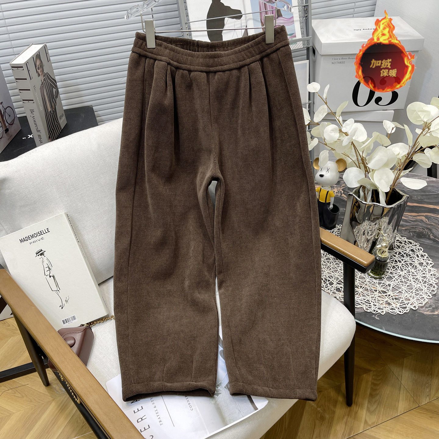 大妈女装冬季新款加厚加绒灯芯绒阔腿裤女胖mm显瘦美拉德棕色裤子,女装/女士精品,大码裤装,淘宝优惠券,粉丝福利购,淘宝优惠卷