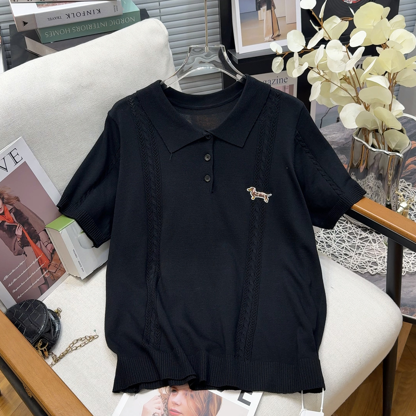 学院风气质polo领短袖针织衫女夏季大码胖mm百搭超好看显瘦上衣
