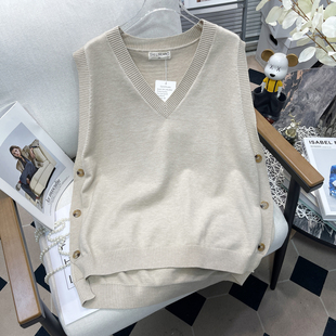 坎肩外搭 叠穿马甲针织背心女士毛衣胖mm春秋新款 胡子叔家大码 女装