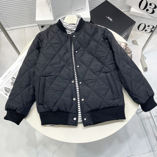 胡子叔大码女装立领棒球棉服冬新款保暖夹棉菱格宽松面包服短棉衣