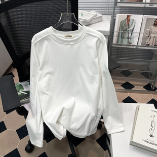 胖mm洋气软糯德绒内搭打底衫 T恤秋冬新款 上衣 圆领长袖 胡子叔大码
