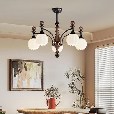 法式中古风客厅吊灯现代简约高级感大厅主灯饰2025新款胡桃木灯具