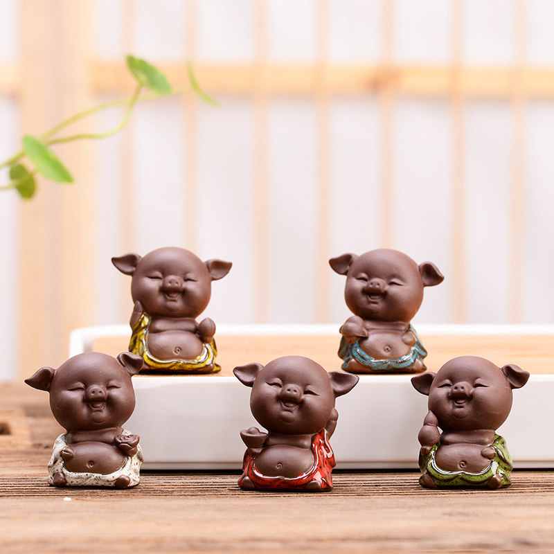 紫砂茶宠摆件精品猪 创意迷你五福小猪可养茶艺茶玩 花盆鱼缸造景,餐饮具,茶宠摆件,淘宝优惠券,粉丝福利购,淘宝优惠卷