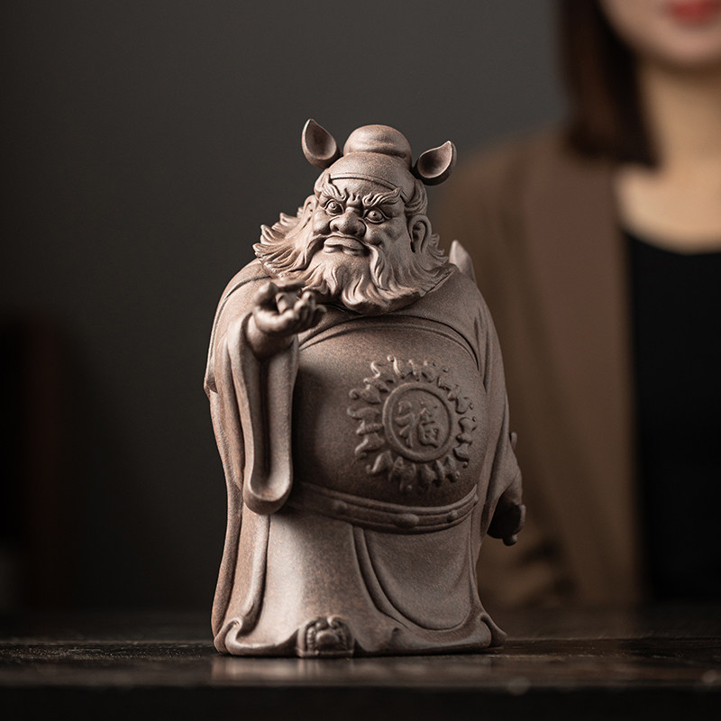 复古紫砂钟馗天师赐福茶宠摆件