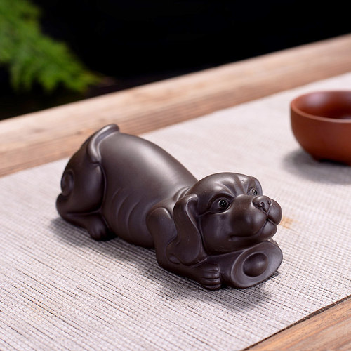 生肖犬紫砂可养把玩守财小懒茶宠