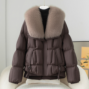 三防白鹅绒羽绒服女2025冬季新款年轻款显瘦狐狸毛领海宁皮草外套