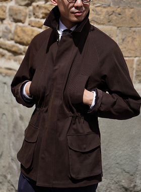 CM那不勒斯皇后英式咖啡色长绒棉防水巴伯尔猎装翻领夹克170