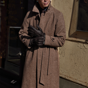 CM那不勒斯皇后意产Draper沙棕鱼骨纹羊毛巴尔玛肯插肩袖大衣605