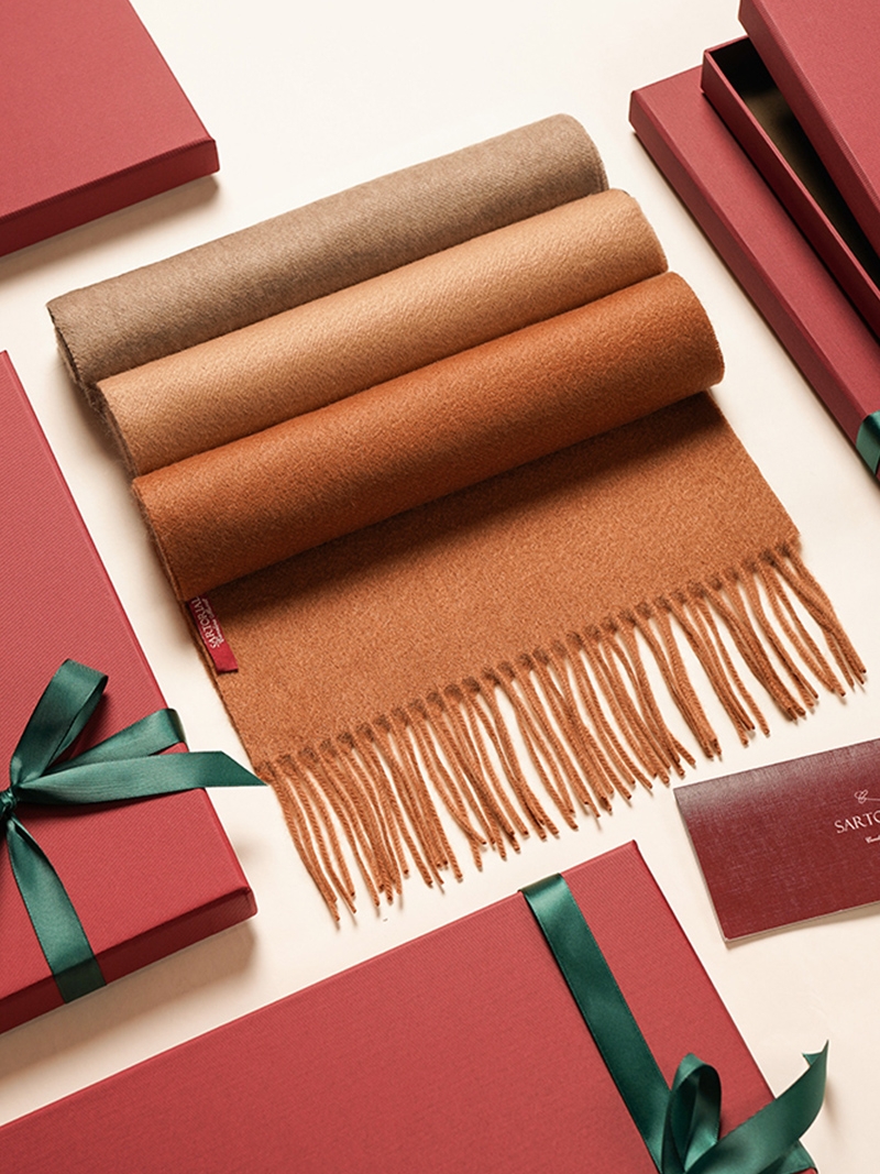 经典款阿拉善纯羊绒围巾圣诞礼盒