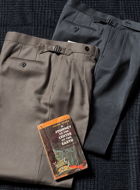 CM那不勒斯皇后深卡其/中灰斜纹羊毛骑兵呢中高腰西裤255/254