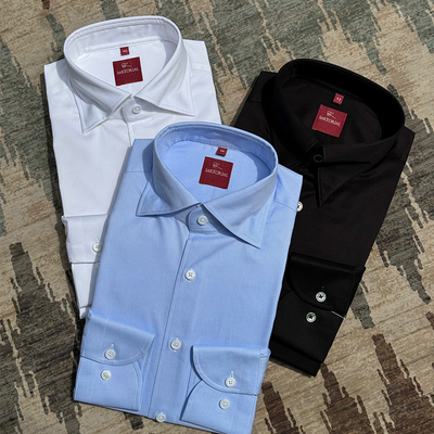 CM那不勒斯皇后蓝白黑全棉意式通勤系列商务男士长袖衬衫