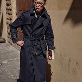 CM那不勒斯皇后藏青色骑兵斜纹全棉防泼溅战壕风衣158