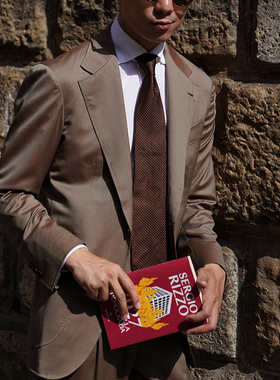 CM那不勒斯皇后英产Scabal Vintage棕色solaro全羊毛西装套装503