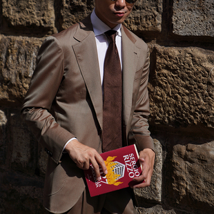 CM那不勒斯皇后英产Scabal Vintage棕色solaro全羊毛西装套装503