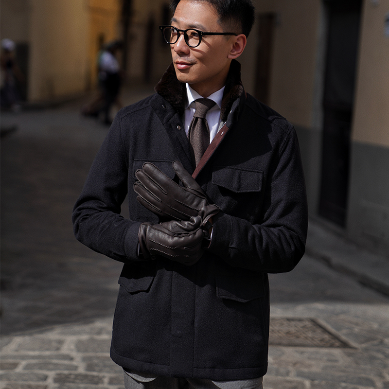 CM那不勒斯皇后优雅黑骆驼绒真丝混纺防泼溅M65战地夹克172