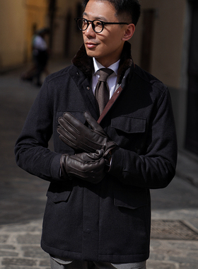 CM那不勒斯皇后优雅黑骆驼绒真丝混纺防泼溅M65战地夹克172