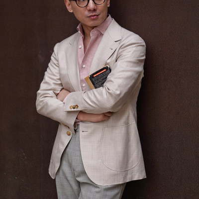 CM那不勒斯皇后意大利产Tallia奶白亲王格丝麻毛全麻衬单西764