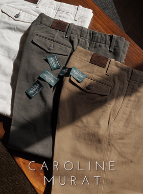 CM那不勒斯皇后斜纹水洗重磅棉咔叽军事元素中高腰Chino休闲裤