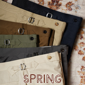 CM那不勒斯皇后纯色斜纹水洗轻薄长绒棉春夏秋中高腰西裤