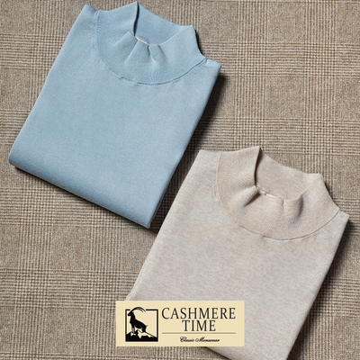 CM那不勒斯皇后浅米驼半高领毛衣长绒棉羊绒混纺长袖针织衫打底衫