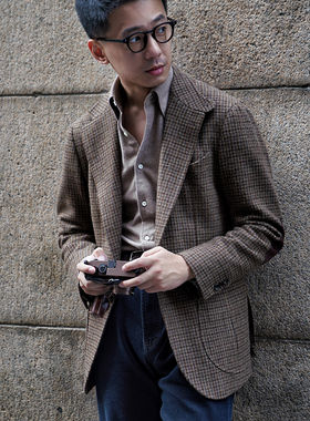 CM那不勒斯皇后全羊毛绿棕粗花呢全麻衬猎装西装夹克281