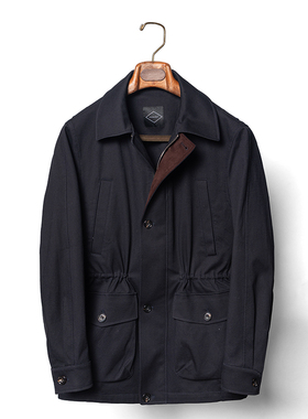 CM那不勒斯皇后藏青色长绒棉混纺防泼溅查尔斯夹克246