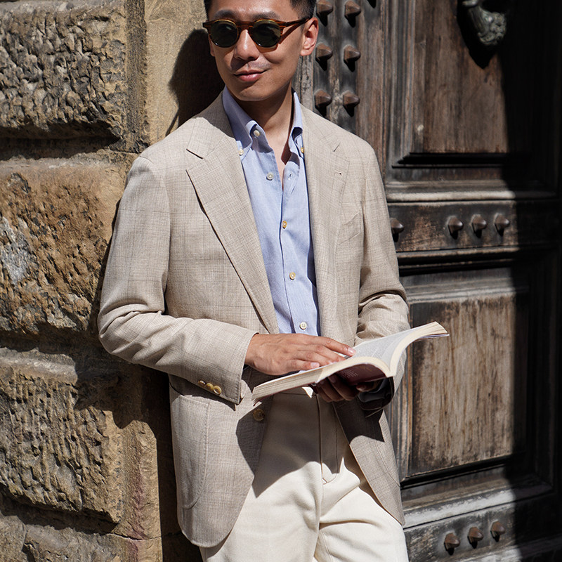 CM那不勒斯皇后Loro奶色亲王格丝麻毛混纺全麻衬意式单西,男装,西服,淘宝优惠券,粉丝福利购,淘宝优惠卷