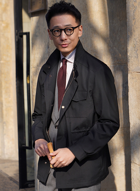 CM那不勒斯皇后优雅黑羊毛真丝混纺强捻防水轻量化M65战地夹克108