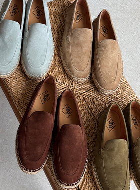 CM那不勒皇后Capri海岛热带头层羊皮无结构手工编织渔夫鞋