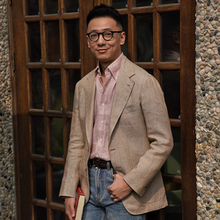 CM那不勒斯皇后1881黄驼色重麻全麻衬休闲定制西服80