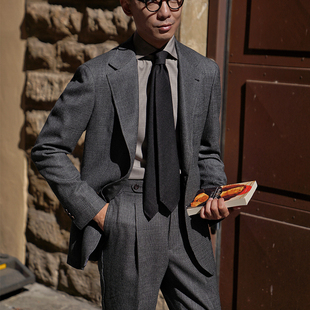 CM那不勒斯皇后英产多美Sportex灰黑亲王格全羊毛西服套装388