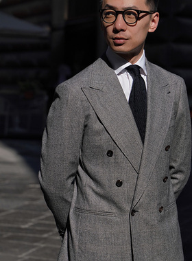 CM那不勒斯皇后意式黑白全羊毛亲王格法兰绒双排扣全麻衬套装33