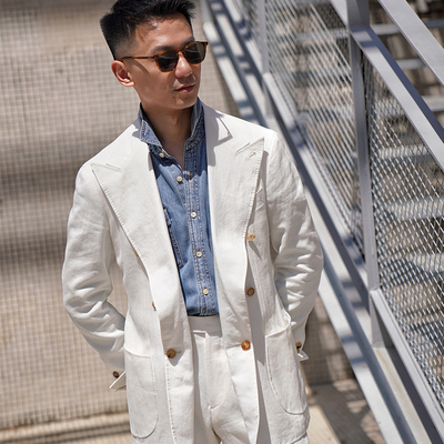 CM那不勒斯皇后意产面料LP Solbiati Artdulin诺曼底麻全麻衬西服