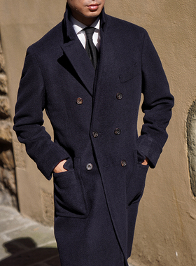 CM那不勒斯皇后经典深藏青色羊毛阿尔斯特领马球大衣73