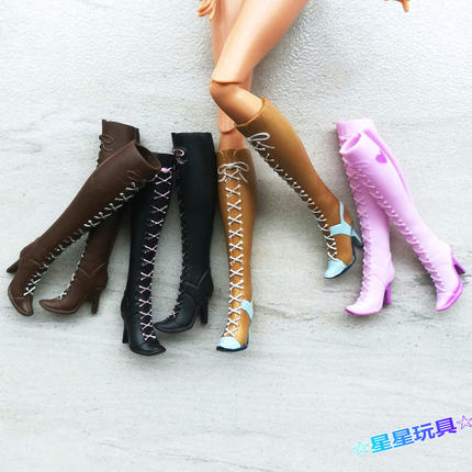 正散货6分娃娃配件鞋子常规小踮脚芭芘娃娃关节体可穿尖头绑带靴