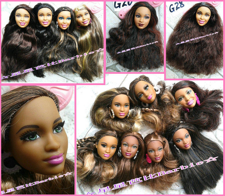 老版芭芘娃娃头 日烧肌炭烧肌娃黑妹头型 超模小脸珍藏版娃头