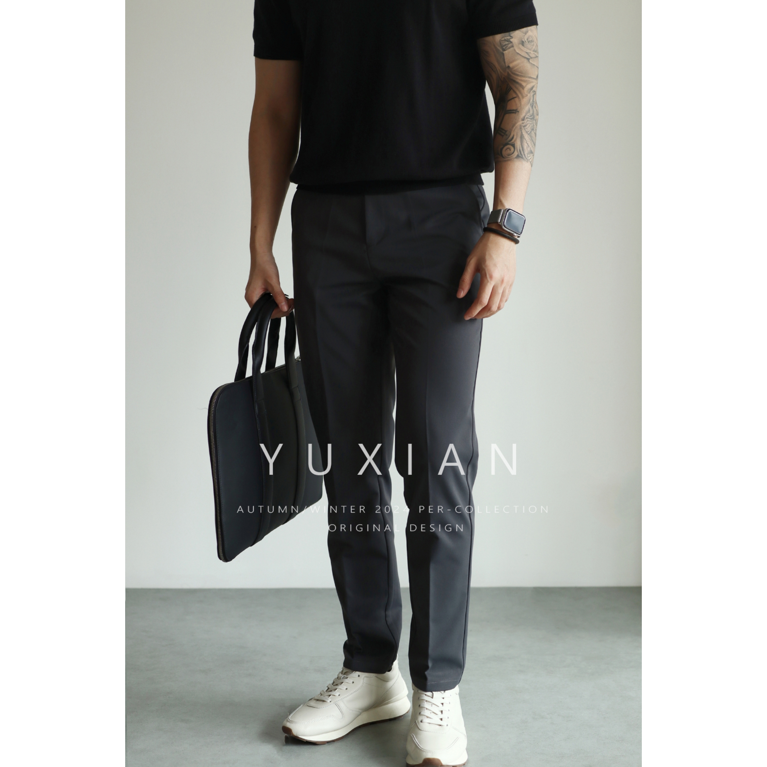 【隐藏弹力腰】春夏商务休闲弹力抗皱小西裤修身直筒小脚九分长裤