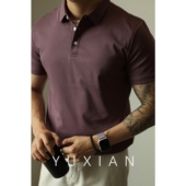 YUXIAN余闲190G长绒棉丝光棉翻领POLO衫 纯棉 T恤男装 男士 轻熟短袖