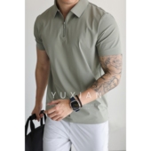 翻领短袖 弹力抗皱半拉链运动通勤POLO衫 T恤夏 7A抑菌冰肌速干