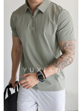 【7A抑菌冰肌速干】弹力抗皱半拉链运动通勤POLO衫翻领短袖T恤夏