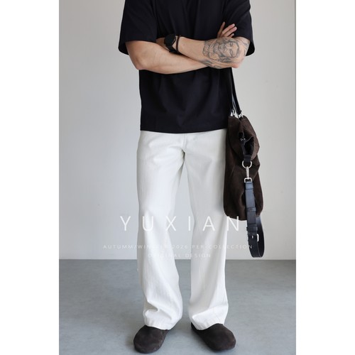 日本Chino弯刀裤纯棉宽松长裤