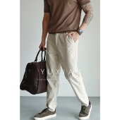 YUXIAN春夏棉混纺垂感长裤 百搭 弹力男士 商务休闲直筒修身 小脚薄款