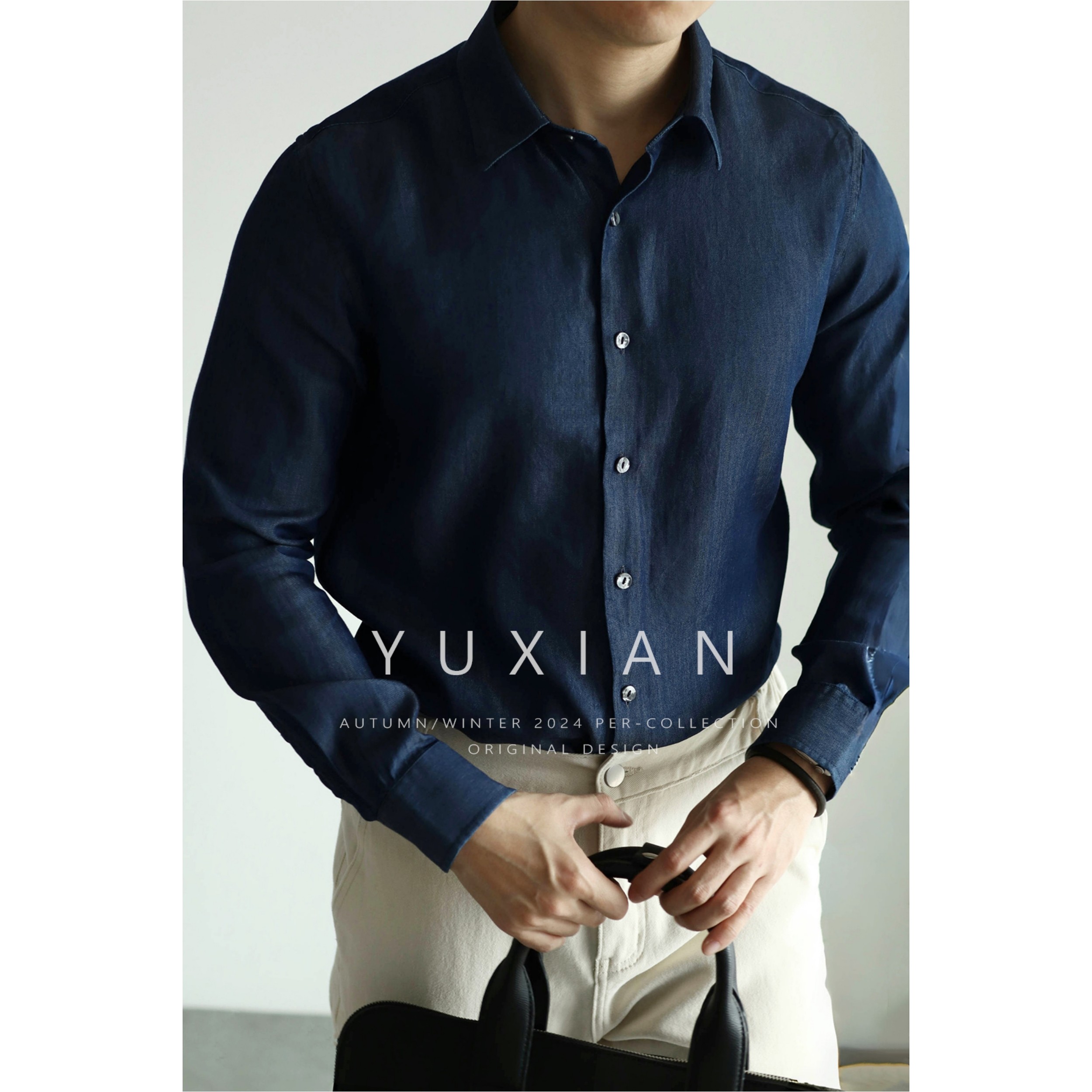 【天丝牛仔】酵素洗牛仔莱塞尔垂坠长袖衬衫商务休闲通勤男士春夏