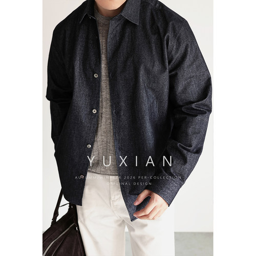 美式宽松翻领外套男士休闲衬衫